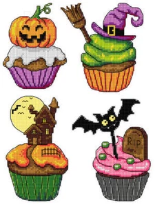 Kit punto croce contato scintilla artigianale "Halloween Cupcakes" 175CS - Foto 1 di 1