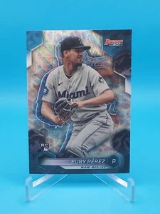 Eury Perez 2023 Bowman's Best RC #34 Wave Refractor - Miami Marlins Rookie - Picture 1 of 2
