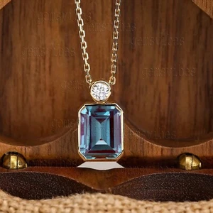925 Sterlingsilber Farbwechsel Alexandrit Halskette für Damen Mädchen Geschenk - Bild 1 von 4