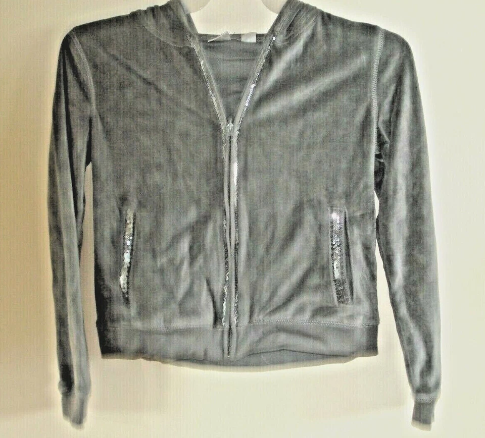 Girls Hooded Sweatshirt Velour Avail Sizes 14/16 & 18 Gray Nwt - Image 1 of 2