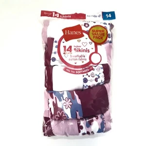 Hanes Girls Bikinis Youth Size 14 Tagless Assorted Colors Cotton Underwear 14pk - Picture 1 of 7