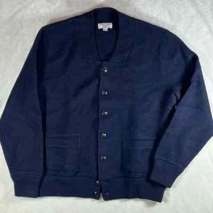 Wallace & Barnes 100% Merino Wool Navy Military Inspired Cardigan Sweater Navy - Bild 1 von 9