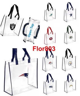 NFL Team Clear Reusable Plastic Tote Bag Stadium Approved - Image 1 of 4