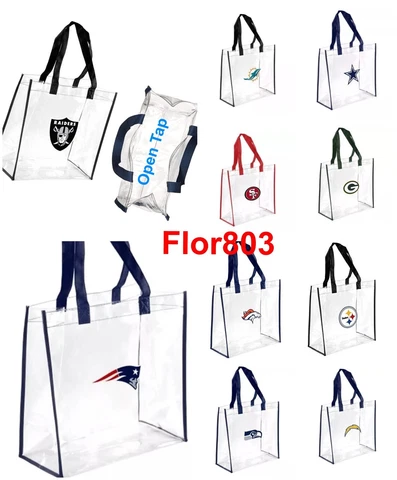 NFL Team Clear Reusable Plastic Tote Bag Stadium Approved Cover