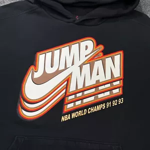 Jordan Jumpman Hoodie Mens Extra Large Black NBA World Champions 91 92 93 - Picture 1 of 20
