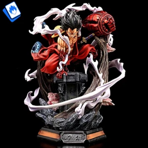 Action Figure One Piece Luffy Gear 4 Wano 2 Head 26cm STATUA DA COLLEZIONE Anime - Foto 1 di 10