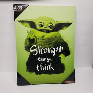 Star Wars Mandalorian Baby Yoda Stronger Than You Think Canvas Art 12 x 16 x 1" - Picture 1 of 4