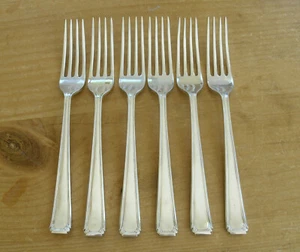 Set of 6 Solid Silver Art Deco Style Dessert Forks - Sheffeild 1942 - 282g - Picture 1 of 6