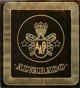 Zigarrenkiste Etikett außen Alvarado braun gold Krone Band Sterne AAYCA 4,5x5 - Bild 1 von 2