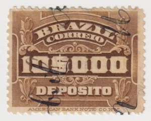 1900's Brazil - DEPOSITO - 10000 Reis Stamp - Picture 1 of 2