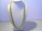 3strs.small green crystal necklace/silver plated clasp