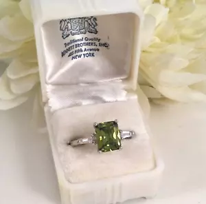 Vintage Jewelry Gold Ring Peridot White Sapphires Antique Deco Jewellery 10 U - Picture 1 of 8
