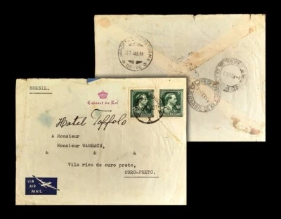 Belgique - Belgie to Vila Rica de Ouro Preto MG Cubierta Brasil 1959 Hotel Toffolo Foto 1 de 3