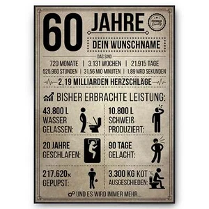 60. Geburtstag Geschenk | 60 Jahre Geburtstagsgeschenk personalisiert | Jahrgang - Bild 1 von 9
