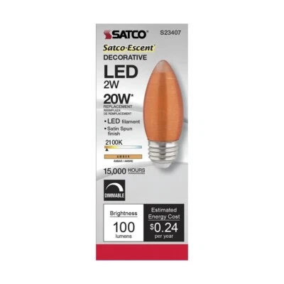Satco S23407 - 2 Watt C11 Candelabra Light Bulb Spun Amber - 120 Volt  (6 Pack) - Image 1 of 4