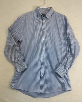 Camisa Stafford 100 % algodón sin arrugas azul y blanco a rayas abotonada para hombre 16  Foto 1 de 4