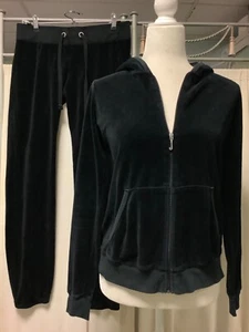 Juicy Couture Velour Low Rise Jogginghose 31 x 31 Reißverschluss Hoodie S - Bild 1 von 13