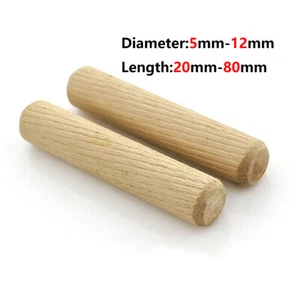 5/6/8/10/12mm Hardwood Wooden Dowels Chamfered Fluted Pin Wood Dowels Birch - Picture 1 of 5