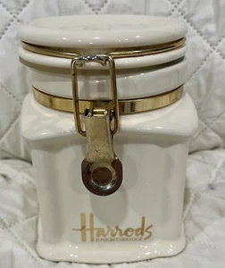 Tarro contenedor de café/té color crema Harrods Knightsbridge of London - Imagen 1 de 4