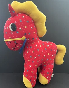 Vtg 1980's Plush Circus Horse Stuffed Animal Floral Red Calliope Spiegel HTF - Picture 1 of 12