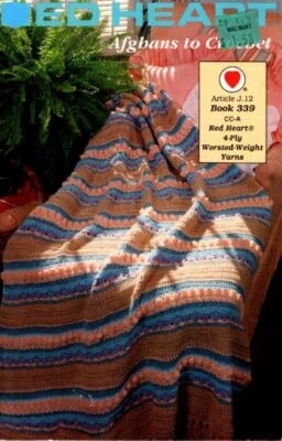 VINTAGE 1988 RED HEART AFGHANS TO CROCHET 8 DESIGNS - Image 1 of 2
