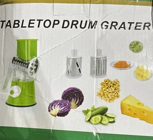 Rotierende Käsereibe 3 in 1 Edelstahl Gemüseschneider Tischplatte Trommel - Bild 1 von 4