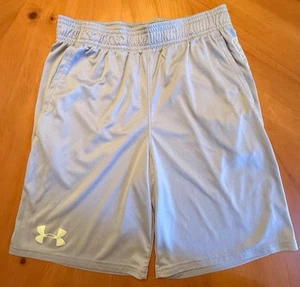 Under Armour Heat Gear Shorts Youth Boys Large (YLG) Silver Gray Stretch Pockets - Picture 1 of 8