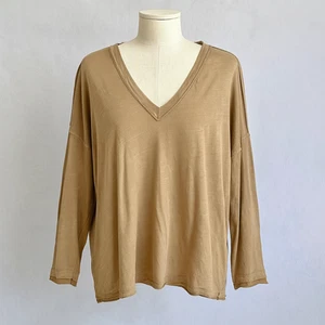 We The Free Top Womens XS Brown Oversized V Neck Pullover Lightweight Top Boho - Picture 1 of 10