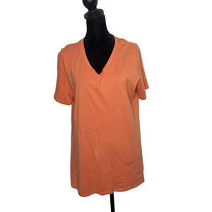 LOGO by Lori Goldstein The Tee Kurzarm V-Ausschnitt Top Gr. M orange minimalistisch - Bild 1 von 10