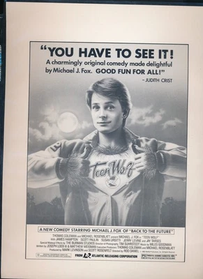 1985 Teen Wolf original  promo card 8.5x11 black & white very rare BXOS04 - Image 1 of 2