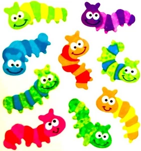 Glittery CATERPILLAR, CATERPILLARS Sandylion Stickers - 1 square ~VINTAGE~ - Picture 1 of 1