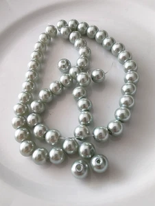 1 Strang, 50 Stück Glaswachsperlen, rund, hellsilber, 8mm, Schmuckherstellung🎊 - Bild 1 von 2