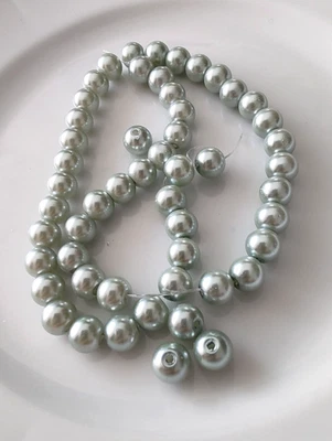 1 Strang, 50 Stück Glaswachsperlen, rund, hellsilber, 8mm, Schmuckherstellung🎊 - Bild 1 von 2