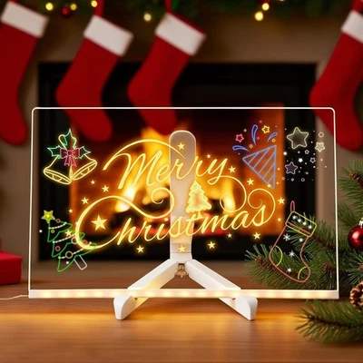 Tablero de borrado en seco acrílico LED-11,8" X 7,9" tablero de mensajes de graffiti iluminado  Foto 1 de 4