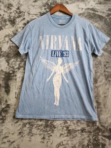 T-Shirt Nirvana Live 93 Utero Angel Merch Distressed maglietta blu chiaro taglia media - Foto 1 di 11