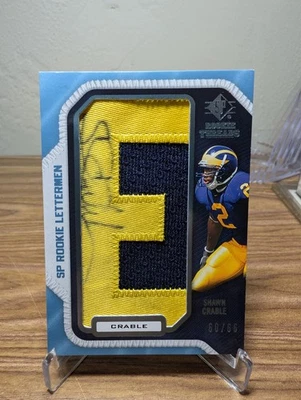 2008 SP Rookie Threads Rookie Lettermen Shawn Crable SC33 60/66 Auto RC Michigan - Image 1 of 2