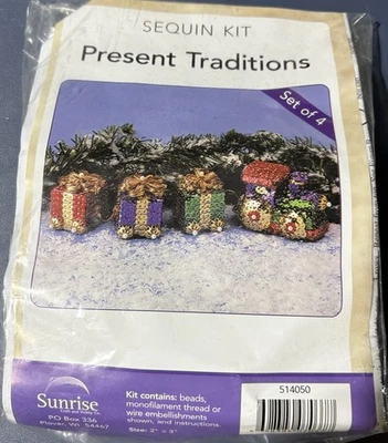 Sonnenaufgang Pailletten Set Weihnachtsschmuck Geschenk Traditionen 4er Set Größe 2”x3” Zum Selbermachen - Bild 1 von 4