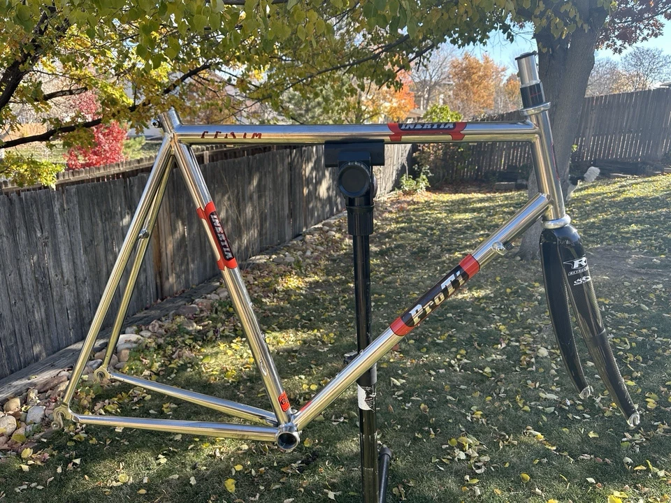 59cm Polished Titanium Pro-Ti Inertia Frameset Carbon Reynolds Ouzo Comp II Fork - Image 1 of 4