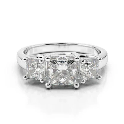 Anillo nupcial de aniversario de diamantes creado en laboratorio de 2,00 quilates de oro blanco macizo de 18 quilates talla 4 Foto 1 de 4