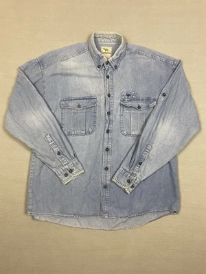 Vintage Camel Collection Denim Shirt Men’s L Blue Long Sleeve Western Style - Image 1 of 4