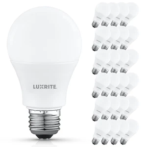 Luxrite A19 LED Light Bulb 9.5W=75W 3500K 1100LM E26 Damp Rated ETL 24-Pack - Picture 1 of 7