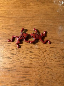 Vintage Nancy Katz Frankreich rot & schwarz Frosch Clips grüne Augen 2er Set - Bild 1 von 4