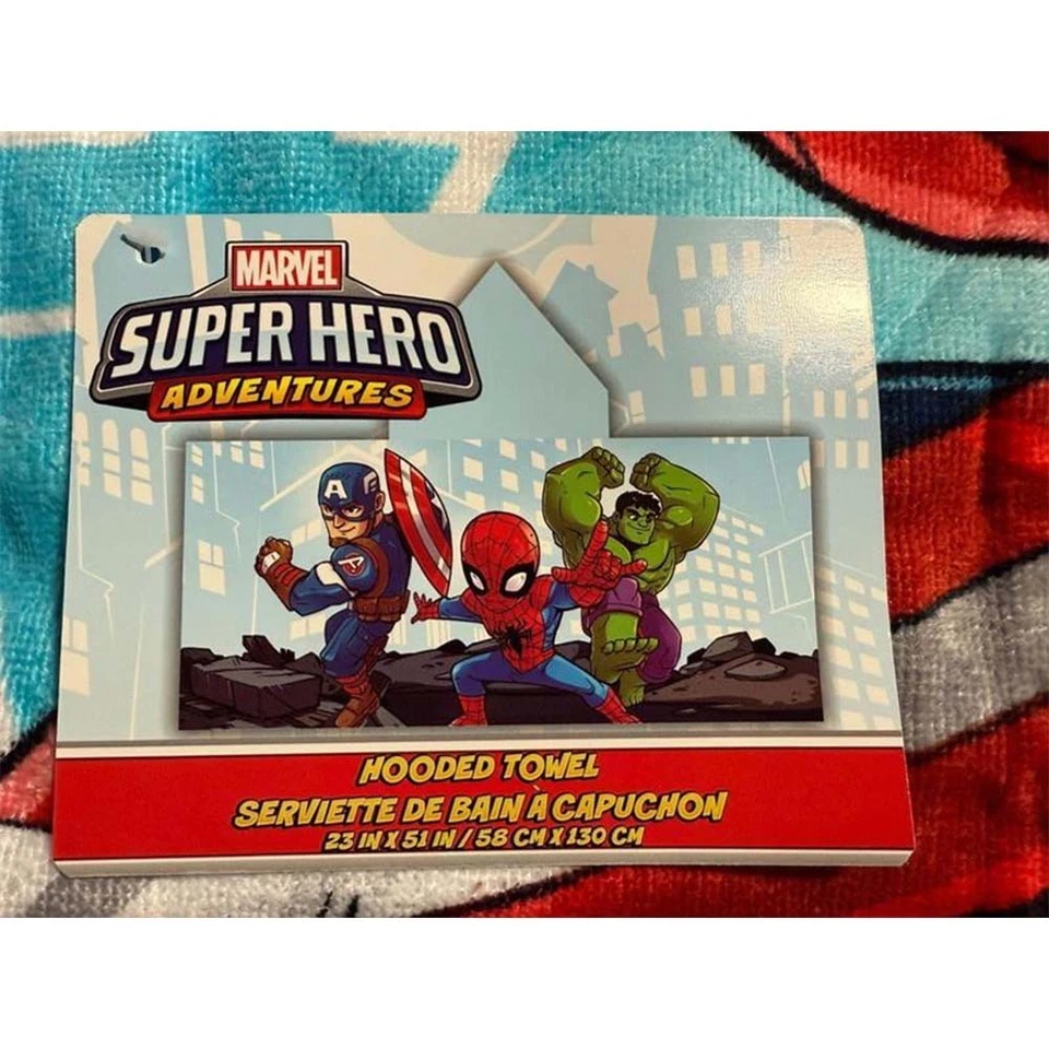 Toalla con capucha para niños Marvel Super Hero Adventures (23 x 51) - 100 % algodón Foto 1 de 2
