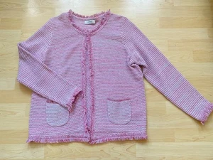 Neuw TCM Essentials by Tcibo Strickjacke Blazer 44/46 boucle rosa Jacke Baumwoll - Bild 1 von 11