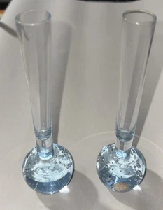 2 Vaso Kosta Boda Svezia blu chiaro bullicante base sfera arte vetro bocciolo - Foto 1 di 5