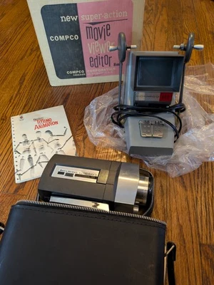 Bell and Howell Super 8 cámara + conjunto editor visor de películas Compco con guía de animación Foto 1 de 4