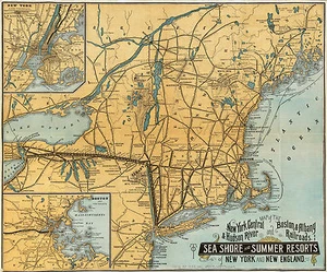 1882 Karte New York Central & Hudson River und Boston & Albany Eisenbahnen Poster - Bild 1 von 2