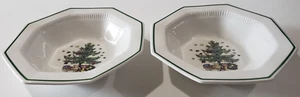 Nikko Christmastime Vegetable Bowls 9-1/8" LOT OF TWO Octagon Rim Made in Japan - Picture 1 of 6