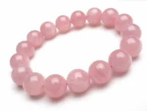 10mm Madagascar Pink Rose Quartz Crystal Round Gemstone Stretch Bracelet - Picture 1 of 12