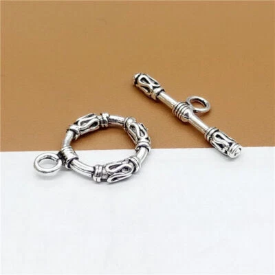 925 Sterling Silver Toggle Clasp Bracelet Necklace Connector Stick and Round - Image 1 of 4
